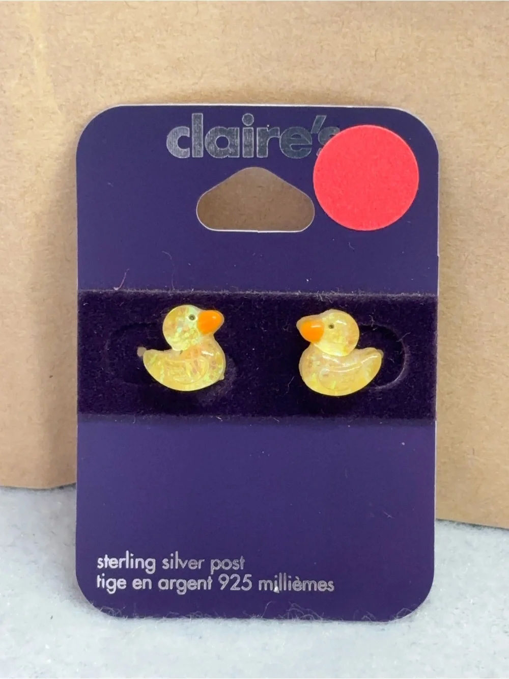 Claire's Girls Sterling Silver Stud Earrings Duck Frog‎ Starburst